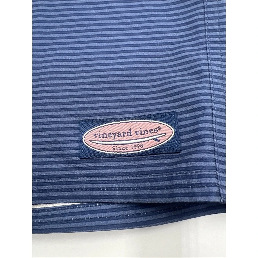 Vineyard Vines Blue Navy Red Striped Kids Swim Trunks